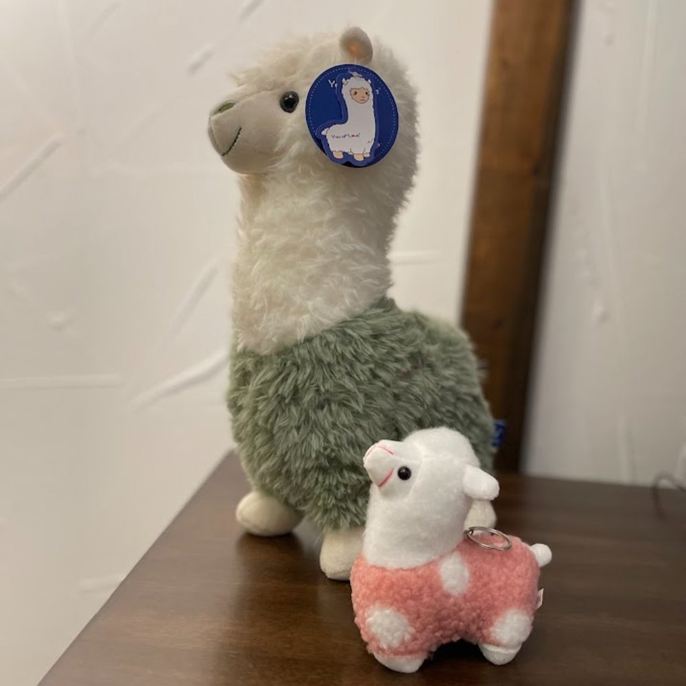 14" Tall Llama Plush with Matching 5" Baby Llama Keychain!  NWT